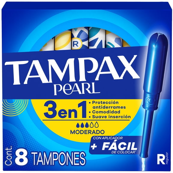 Tampones Tampax Pearl para Flujo Regular 8 pzas