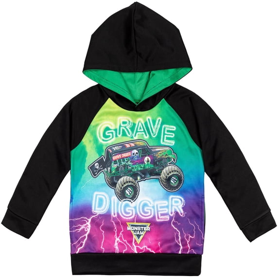 Sudadera con capucha Monster Jam Trucks Grave Digger Big Boys, negro/verde