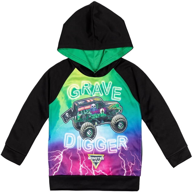 Sudadera con capucha Monster Jam Trucks Grave Digger Big Boys, negro/verde