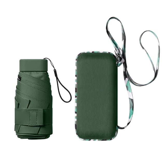 xihbxyly paraguas anti-ultravioleta para mujer, diseño compacto y portátil 90 cm — paraguas plegable multicolor con cubierta verde oscuro y funda rectangular a juego, correa estampada y mango con pulsera para muñeca; tamaño de viaje, protección solar e impermeable.