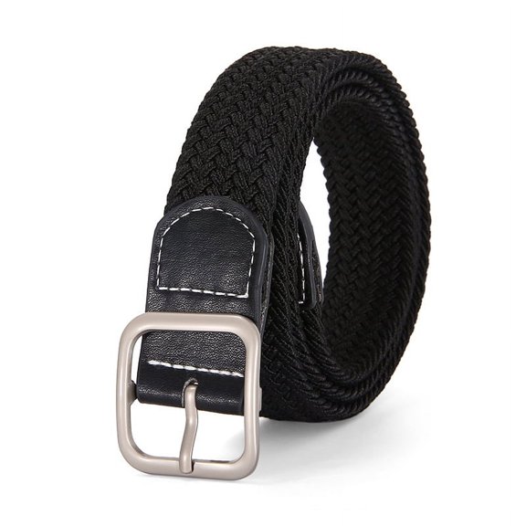 Zhuge Cinturón elástico para hombre, cinturón trenzado tejido elástico para hombre, cinturón informal de 1 3/8, cinturón de golf para pantalones vaqueros (negro)