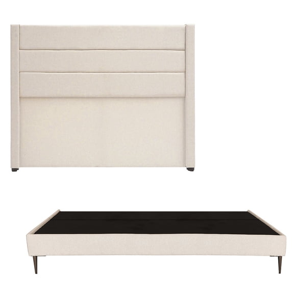 Box Base Cama Dicasa Slim King Size Cabecera Lugo Beige Claro
