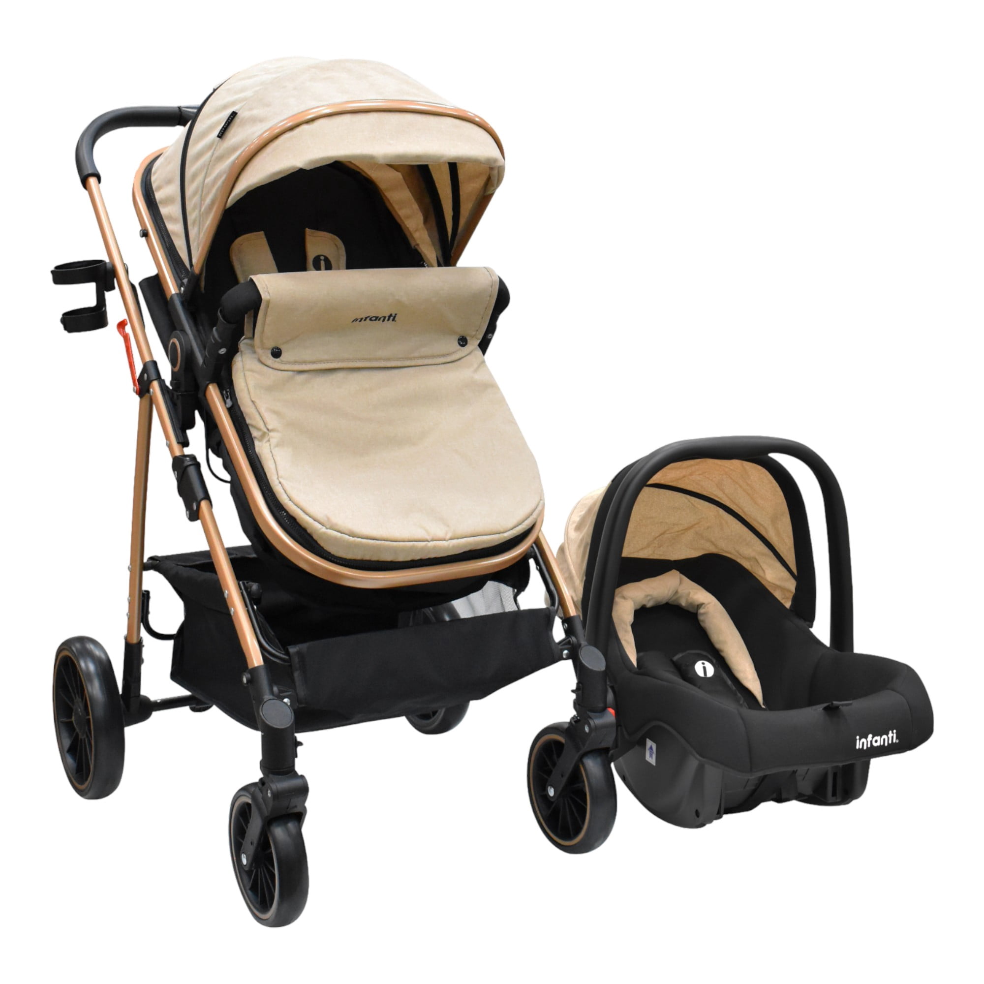Carriola Sistema De Viaje Welly Convertible A Bambineto Beige