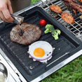 thumbnail image 3 of BBQ Pan Grill Plate Food Grade Stainless Steel Rust Resistant Frying Pan Non-Stick Grill Plate Portable Griddle Griddle, 3 of 5