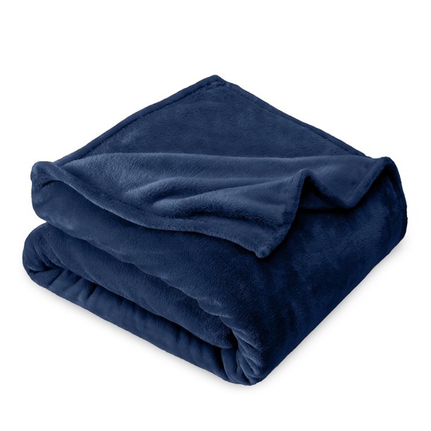 Bare Home Manta de Felpa Polar de 300 G/M², Microfibra Mullida, Suave y Afelpada, para Viajes, Azul Oscuro