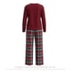thumbnail image 3 of Pijama Simply Basic para Dama Set Playera Manga Larga con Pantalón Estampado Cuadros Rojo Talla CH 2 Piezas., 3 of 4
