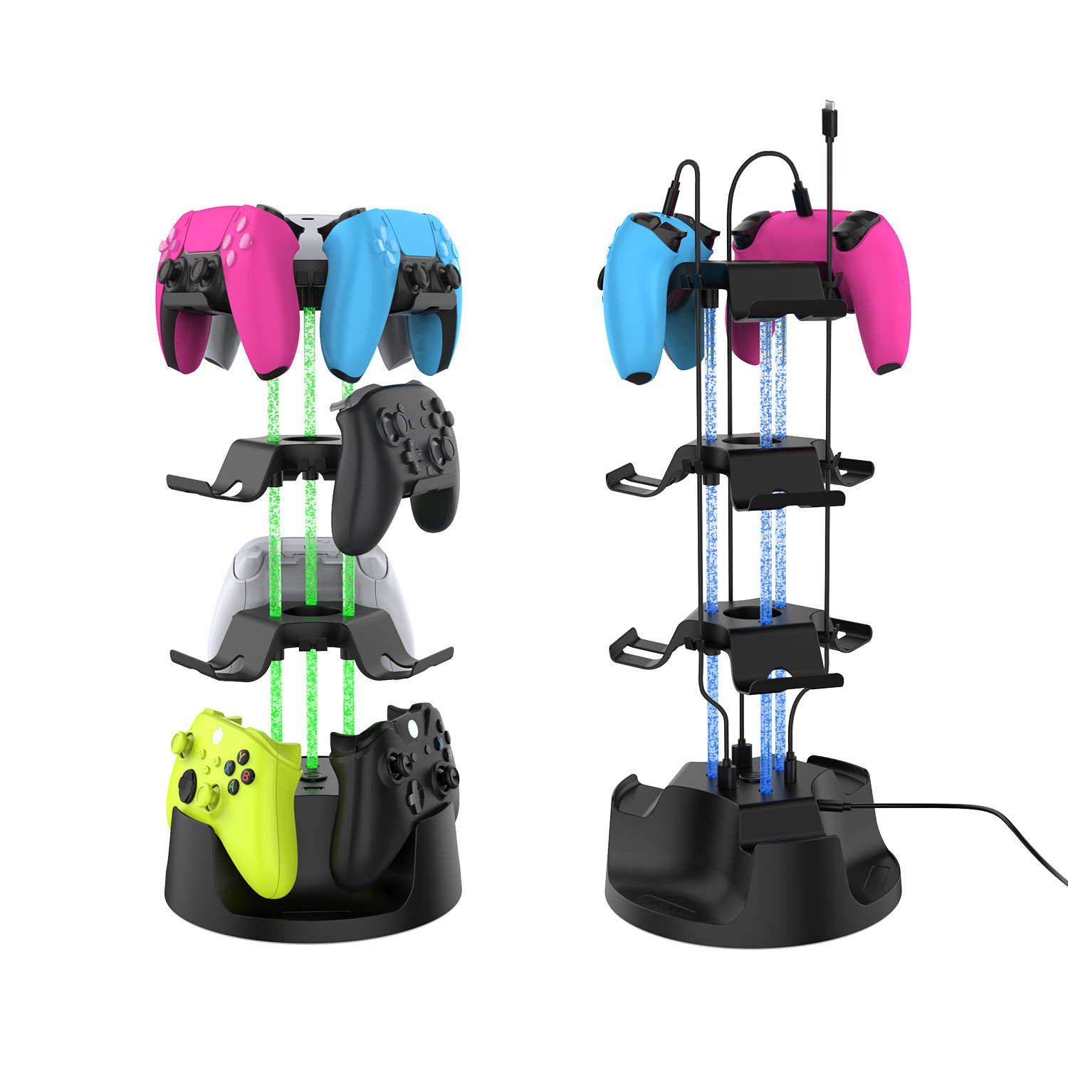 Soporte para Controlador de Juego para PS5/PS4/Xbox/Switch, Pantalla RGB, 3 Puertos USB