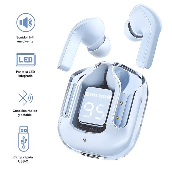 Audífonos Bluetooth In-Ear con Cancelación de Ruido y Estuche de Carga