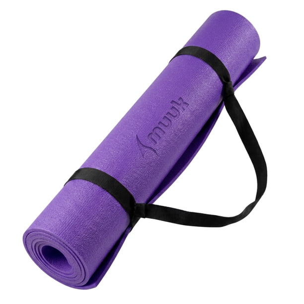Tapete de Yoga MUUK Fitness 4mm 170x70cm Color Morado con Correa