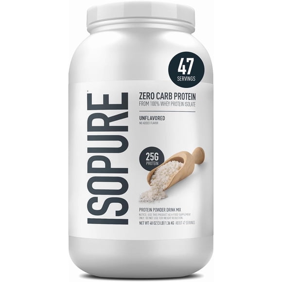 Isopure Whey Protein Isolate Unflavored 3 Lb ISOPURE SIN SABOR ZERO CARBS