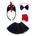 thumbnail image 1 of Set de vestuario de pollo 4pcs vestido de animal lindo disfraz de animales para halloween acción de gracias Negro, 1 of 8