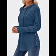 thumbnail image 4 of Sudadera con Capucha de Punto Acanalado Suave para Mujer, Suéter de Larga, Sudadera Ligera y Acogedora para Otoño. Azul M, 4 of 6