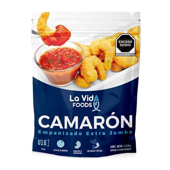 Camarón Empanizado La Vida Foods Extra Jumbo U16 420 g
