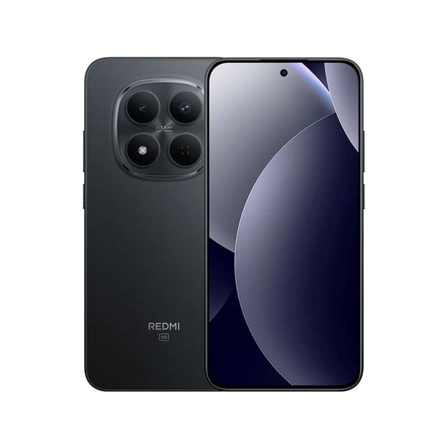 smartphone xiaomi redmi note 15 pro 5g 8+256 gb negro desbloqueado vista frontal y trasera centrada. Pantalla AMOLED de 6.83" con orificio para cámara frontal, sensor de huellas en pantalla y tasa de refresco hasta 120 Hz; trasera texturizada 'REDMI Titan' con módulo de cuatro cámaras y sensor principal de 200 MP. Equipado con MediaTek Dimensity 7400-Ultra, 8 GB RAM, 256 GB, batería de 6580 mAh y conectividad 5G, ideal para multimedia y multitarea.