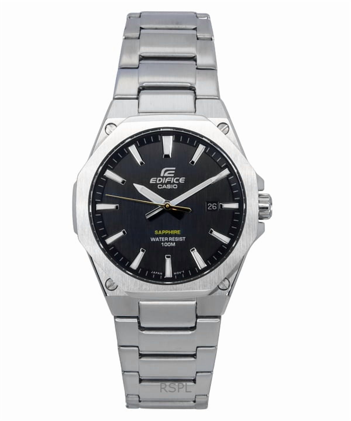 Casio Reloj Edifice Slim Line con Esfera Negra, Movimiento de Cuarzo, Modelo EFR-S108D-1A, Resistente Al Agua hasta 100 M.