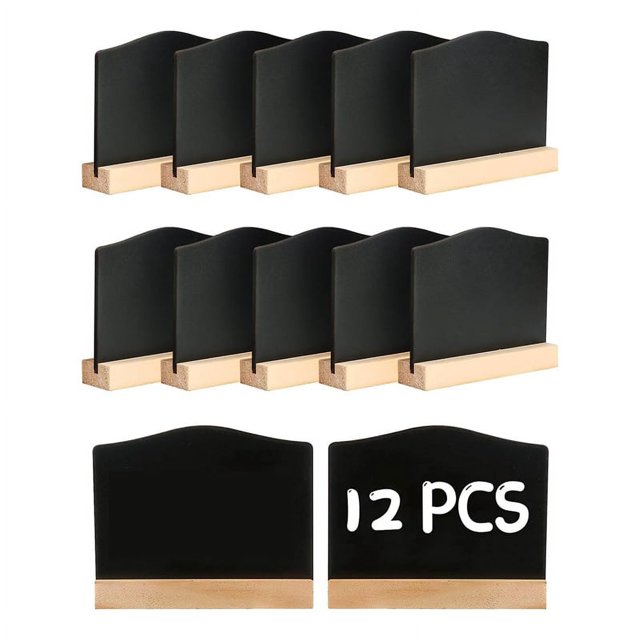 Paquete de 12 Carteles de Pizarra, Pizarras de Tiza para Notas de Cocina con Soportes, Pizarra PequeñA de 10X7,2 Cm, Tablero de Mesa para Mensajes