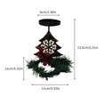 thumbnail image 3 of Candelabro navideño de metal bronce con diseño de reno y corazón | Centro de mesa navideño con corona y frutos rojos | Portavelas de hierro, 3 of 5
