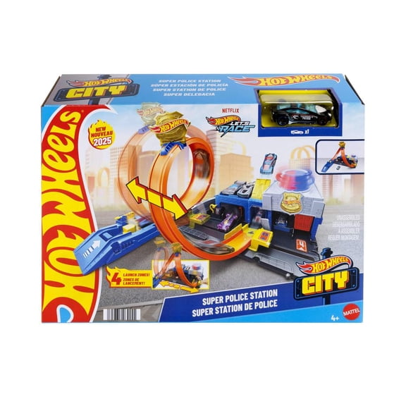 Pista de juguete Hot Wheels City Súper Estación de Policía