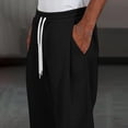 thumbnail image 4 of Amzcrzy Pantalones Deportivos Hombre Clásicos Color Liso Cintura Alta Elástica Cordón Pierna Recta Holgados Anchos Cómodos Con Bolsillos Tallas S-2XL Negro, 4 of 7
