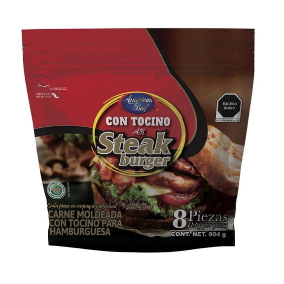 Carne para Hamburguesa American Beef con Tocino 904 g