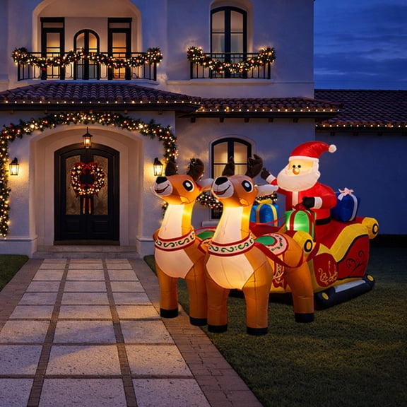 Inflable de Navidad Artego trineo con renos y regalos con led 2.1m
