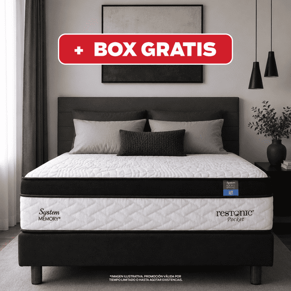 Colchón + Box Restonic White Pocket - Matrimonial
