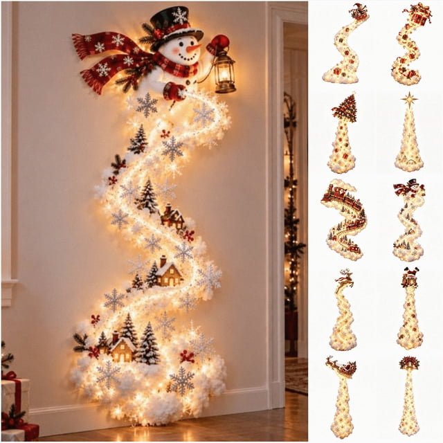 Luz de Pared de Sendero Mágico Navideño, Decoración de Pared de Historia Navideña Iluminada con Escena Estacional Brillante, Acento Festivo para Interiores para Sala de Estar, Recámara y Fiesta