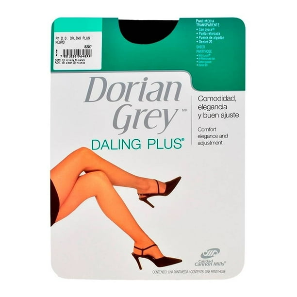Pantimedia Dorian Grey Daling Plus para Mujer, Puente de Algodón Negro Talla CH