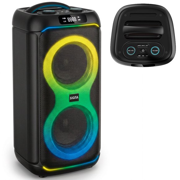 Bocina Bluetooth 800W Con Luces LED USB Micro SD AUX Radio FM Portátil 12h Enlaza 2 Dispositivos Carga Tipo C Signa Sound Blast