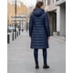 thumbnail image 3 of Chamarra Larga Acolchada para Mujer con Capucha y Cierre Completo - Abrigo Térmico de Invierno Azul Chica, 3 of 5