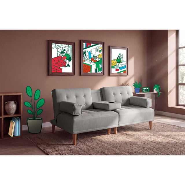 Sofá Cama Makora Queen Con Memory Foam, Color Gris Claro, Lino Respaldo Reclinable De 3 posiciones.