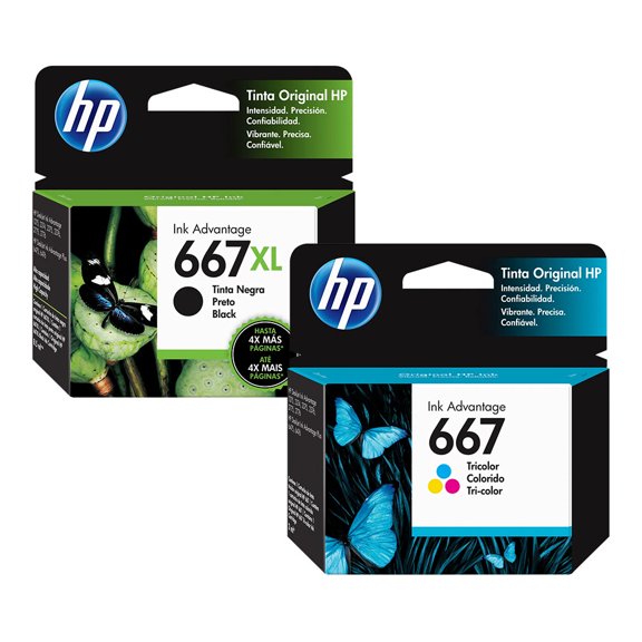 Tinta HP 667xl Negra Original + 667xl Tricolor Original
