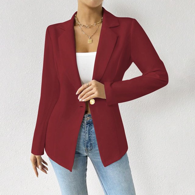 Ailaofu Women's Blazer Business Casual Lightweight Suit - Long Sleeve Slim Fit Work Office Jacket