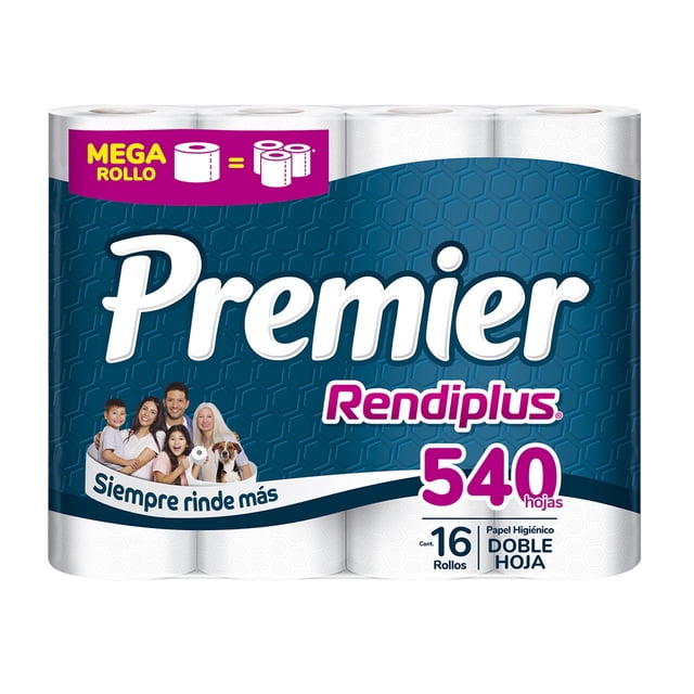 Papel Higiénico Premier Rendiplus 16 rollos x 540 hojas dobles c/u