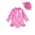 thumbnail image 1 of Odeerbi 0-3 Años Trajes de Baño de Manga Larga Con Gorro de Baño Traje de Baño de Entrenamiento Atlético de Una Pieza Traje de Baño de Surf de Playa, 1 of 7