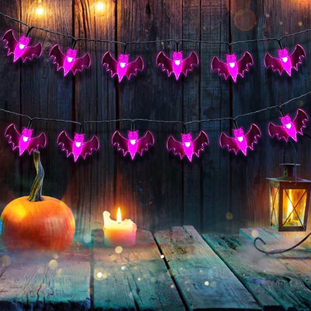 Xihbxyly Guirnalda de Luces de Halloween con Forma de Calabaza, Fantasma y Murciélago, 40 Led a Pilas, Diseño Impermeable, Decoración para Interiores y Exteriores, Ambiente Espeluznante para Fiestas,
