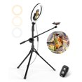 thumbnail image 1 of UBeesize 12 Selfie Ring Light with Stand and Overhead Phone Mount, 62 Foldable Tripod for iPhone with Ringlight, Phone Light for Video Recording,Cooking,Photography,Live Streaming,Tiktok,YouTube, 1 of 5