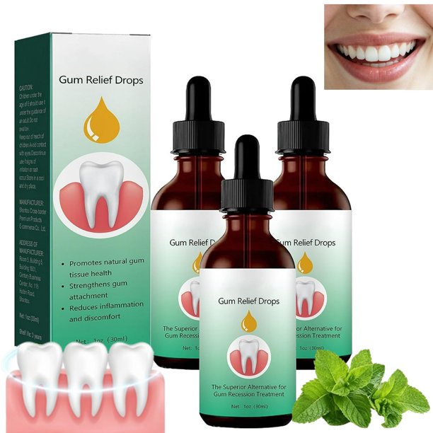 Paquete de 3 gotas para el cuidado de las encías, gotas para enjuague con aceite (oil pulling) para dientes y encías, fórmula de cuidado bucal diario, fáciles de usar, organizadores de maquillaje.