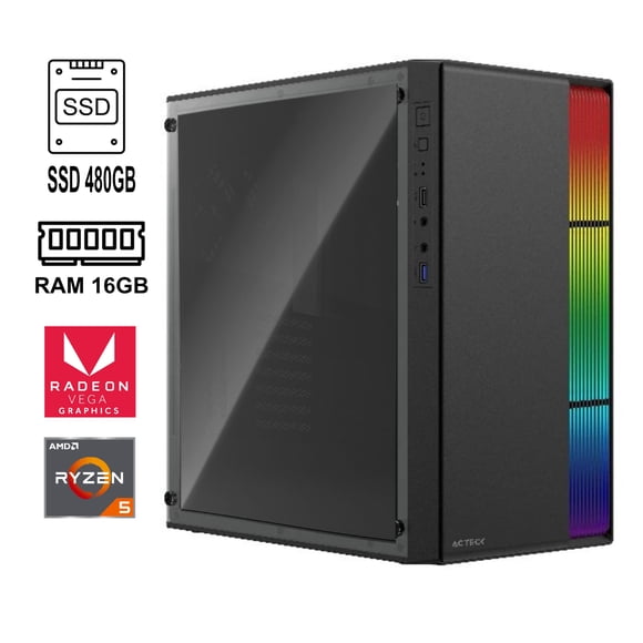 PC gamer Ryzen 5 5600G AMD SSD 480GB RAM de 16GB Radeon Vega