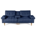 thumbnail image 3 of Sofá Cama Makora Hendrix BeeHybrid Lino Azul (Resorte Pocket + Memory Foam) Reclinable 3 Posiciones con Portavasos, 3 of 9