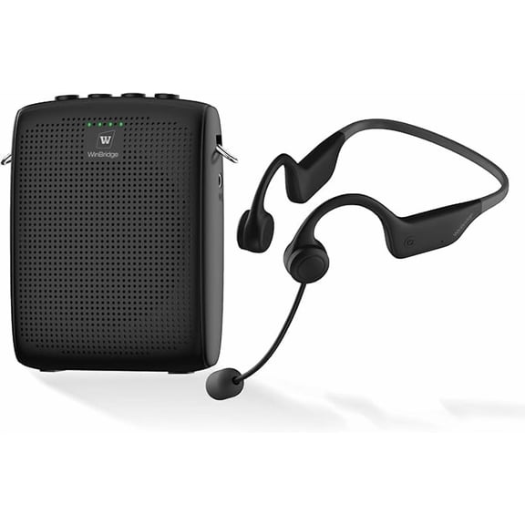 HW HAOWORKS Gancho para la Oreja con Micrófono Inalámbrico con Amplificador de Voz Altavoz y Micrófono Portátiles, Sistema Mini PA con Sonido Original Cristalino, Micrófono Seguro para la Aptitud para Hablar en Público WB007