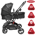 thumbnail image 2 of Carriola para Bebé con Asiento Reversible Convertible a Bambineto Ruedas de Goma Plegable Cinturón de 5 Puntos - Negro, 2 of 7