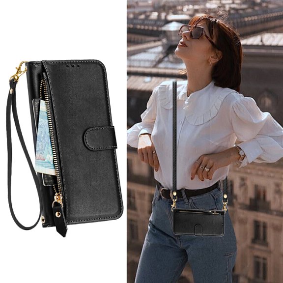 Funda para Xiaomi POCO F6 PRO Cartera de Mano con Cremallera y Correa Cruzada Desmontable