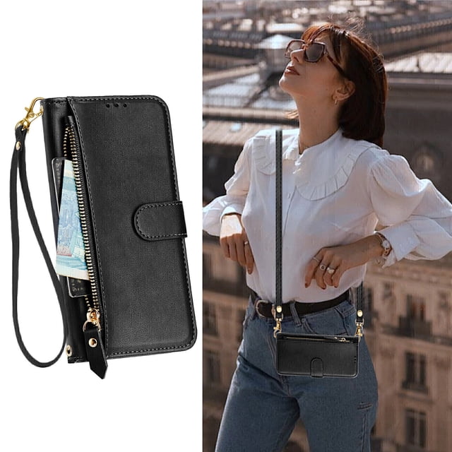 Funda para Xiaomi POCO F6 PRO Cartera de Mano con Cremallera y Correa Cruzada Desmontable