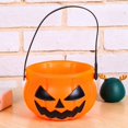 thumbnail image 3 of Xihbxyly Cesta de Dulces de Calabaza de Halloween, Diseño de Cara Malvada Espeluznante, Material Plástico Resistente, Asa Fácil de Transportar, Almacenamiento o Decoración Versátil, Perfecta para Ped, 3 of 7