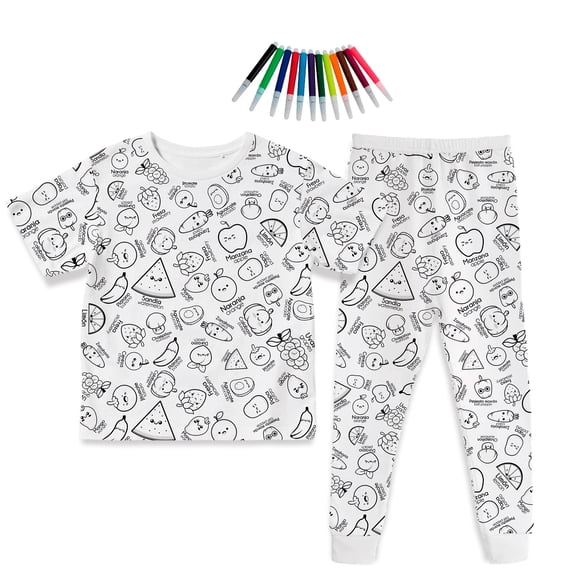 Pijama DIY de Niños Unisex De Frutas y Verduras Bilingüe Didáctico Para Colorear Con  Plumones Incluidos