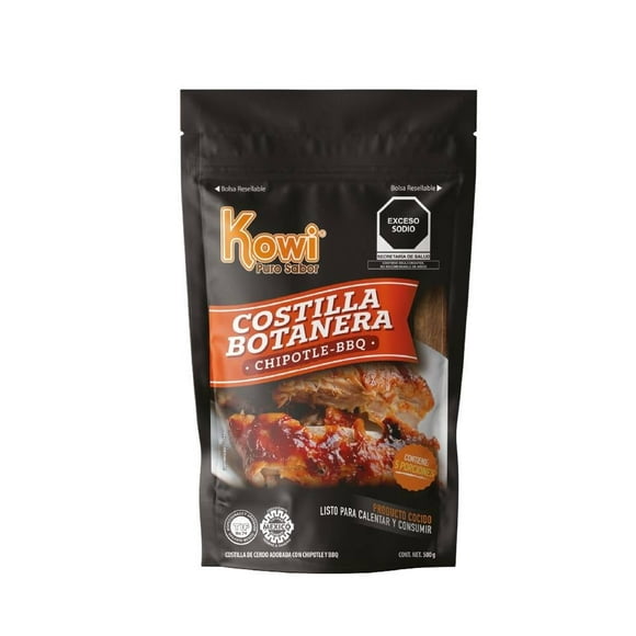 Costillas de Cerdo Kowi Congeladas Cocidas Adobadas con Chipotle y BBQ 500 g