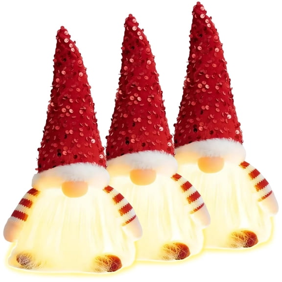 Muñeco Gnomo Navideño MagicBeardRed 3Pzas 15x30cm Lentejuelas Rojo/Blanco Plástico/Tela.