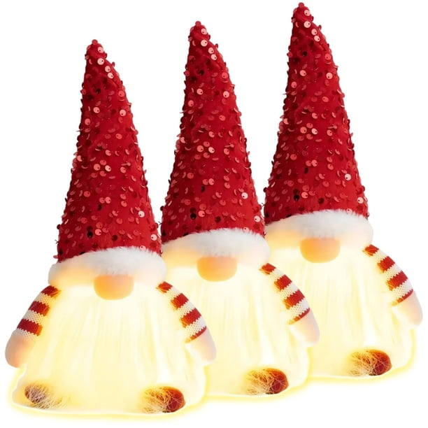 Muñeco Gnomo Navideño MagicBeardRed 3Pzas 15x30cm Lentejuelas Rojo/Blanco Plástico/Tela.
