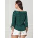 thumbnail image 5 of Blusa de lunares Allegra K de verano con cuello con volantes Verde M, 5 of 6